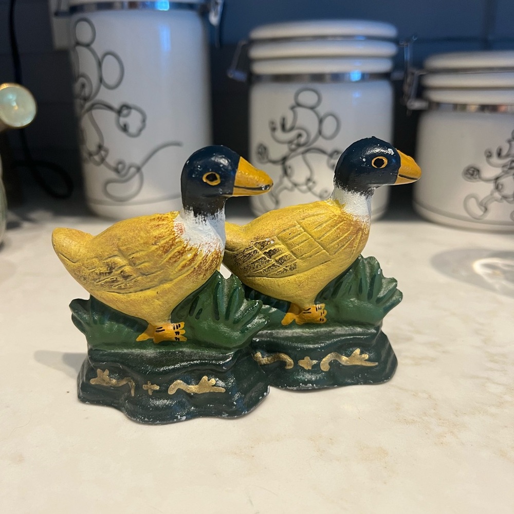 Vintage Yellow and Green Duck bookends